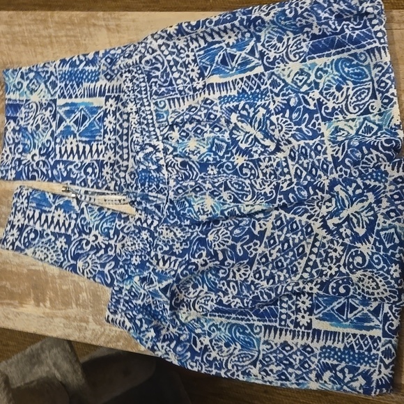 Blue & White Printed Pattern Pants - Picture 6 of 6